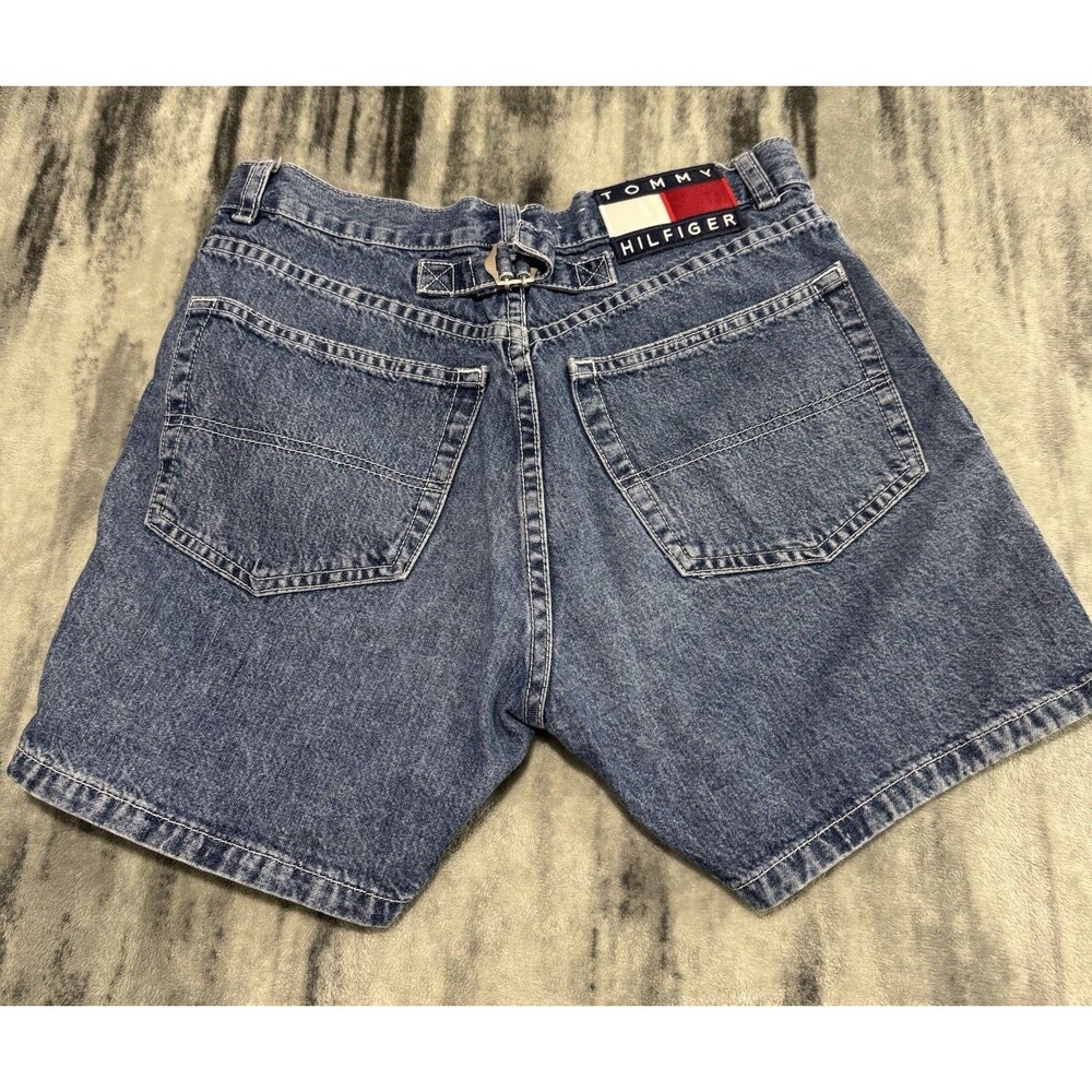 Womens Vintage Y2K Tommy Hilfiger High Rise Denim Carpenter Shorts Sz 5